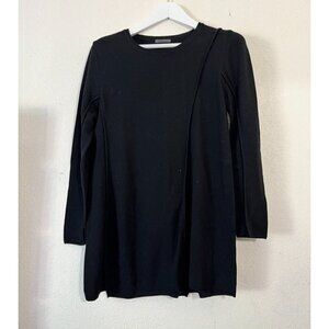 Oska Womens Long Sleeve Wool Tunic Top Size 1 Black Pullover Lightweight Cozy